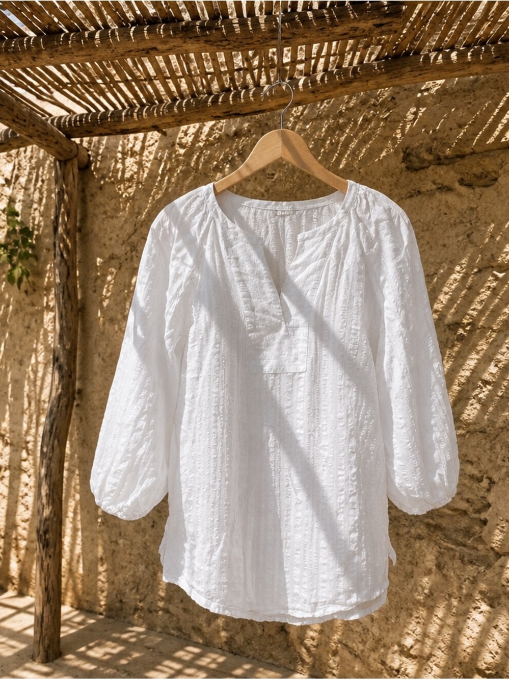 Tommy Bahama Women's Marbella Bay 3/4 Balloon Sleeve Top White Sz L